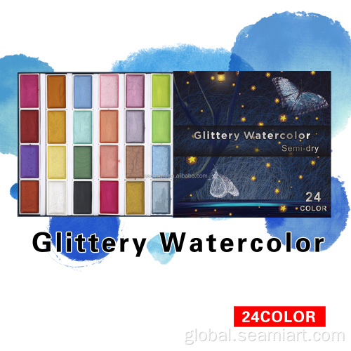 Metallica Colors Solid Watercolor Semi-dry metallic glitter/basic solid Watercolor Set Supplier